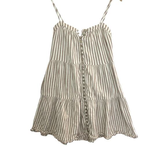 Rylee + Cru Women's Tan Striped Tiered Dress Full Button XS Cottagecore Boho - Picture 7 of 7